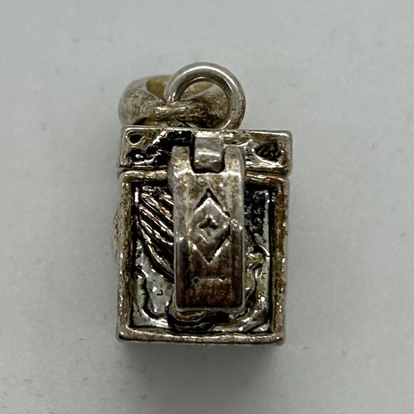 Vintage Silver-Tone Prayer Box Charm or Pendant With Intricate Praying Hands - Picture 3 of 9